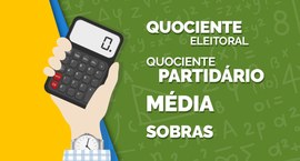 Banner digital ilustrado focado nos conceitos matemáticos e fórmulas utilizadas no sistema eleit...