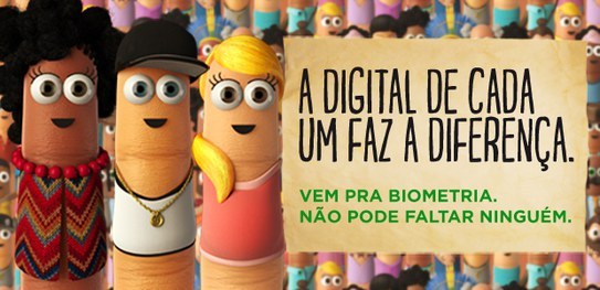 Banner onde se vê, à esquerda, três dedos indicadores com roupas e cabelo. À direita, está escri...