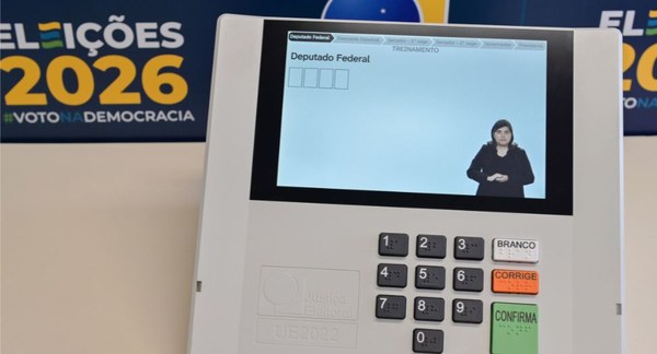 Barra de progresso na parte superior da tela da urna eletrônica