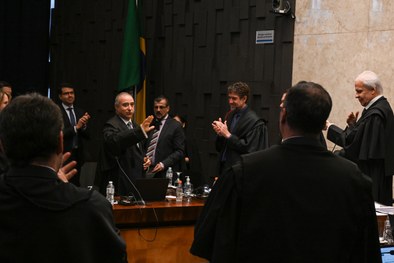 Plenário do TRE-SP durante a posse formal do novo presidente, des. Encinas Manfré