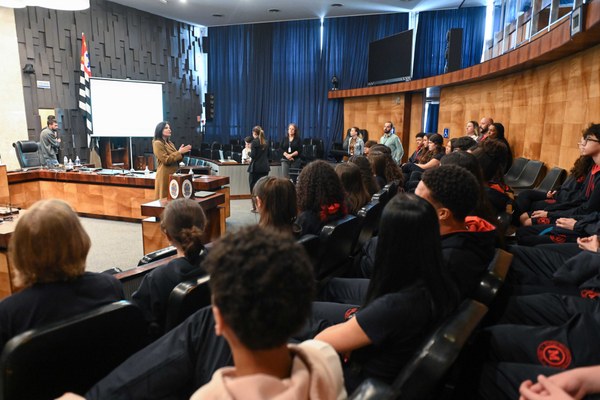 Estudantes assistiram à palestra sobre democracia e o processo eleitoral no plenário da Corte