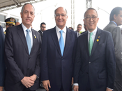 Posam para foto, da esq. p/ dir.: presidente do TRE-SP, des. Mário Devienne Ferraz, governador d...