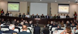 Na foto: mesa de honra da cerimônia solene de posse da nova cúpula diretiva do Tribunal de Justi...