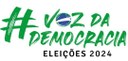 Banner com a inscrição #Voz da Democracia Eleições 2024