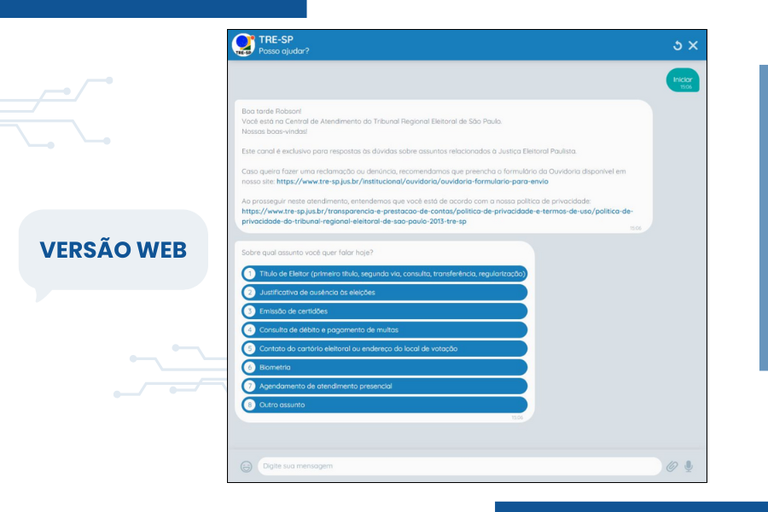 Versão Web do Chatbot do TRE-SP