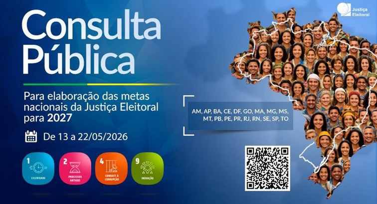Banner com QR Code para participar de consulta pública para elaboração das metas nacionais da Ju...