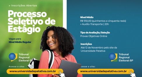 Abertas inscrições para 210 vagas de estágio de nível médio no TRE-SP Abertas inscrições para 210 vagas de estágio de nível médio no TRE-SP