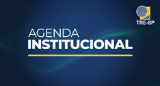 Banner azul com nome "Agenda institucional" e a logo do TRE-SP