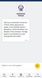 Captura de tela da interface de um aplicativo móvel exibindo a conversa com o assistente virtual...