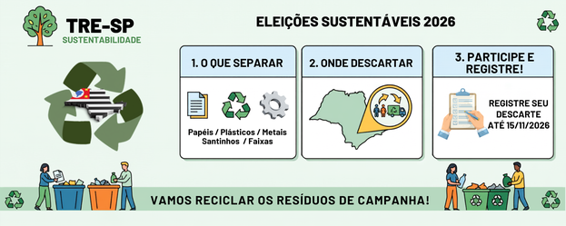 No cabeçalho: À esquerda, há uma ilustração de uma árvore ao lado dos textos "TRE-SP" em preto e...