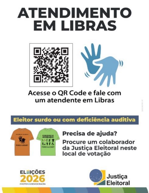 Cartazes vão exibir QR Code para acesso à central de Libras nos locais de votação