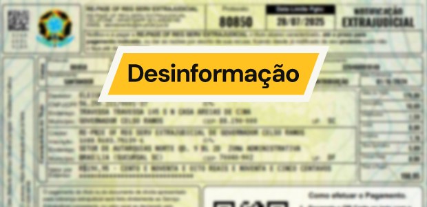 Desinformação: é falsa mensagem com notificação extrajudicial sobre pendência financeira de candidatos Desinformação: é falsa mensagem com notificação extrajudicial sobre pendência financeira de cand...
