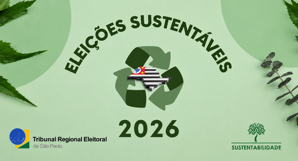 Marca visual do projeto Eleições Sustentáveis 2026 do TRE-SP