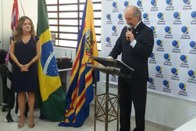 O presidente do TRE-SP, des. Carlos Eduardo Cauduro Padin, discursa na cerimônia de inauguração ...