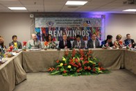 Mesa de abertura do Encontro de Diretorias-Gerais dos Tribunais Regionais Eleitorais.