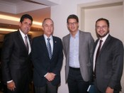 Da esq. p/ dir.: presidente eleito do TJD-SP, deputado estadual Delegado Olim; presidente do TRE...