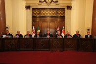 1º a direita, presidente do TRE-SP, des. Mário Devienne Ferraz, compõe a mesa de honra na soleni...