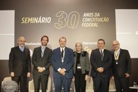 Presidente do TRE-SP, des. Carlos Eduardo Cauduro Padin (1º à esq.), acompanhado dos integrantes...