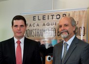 Presidente do TRE-SP é recepcionado pelo presidente da ALESP, Cauê Macris, durante visita ponto ...