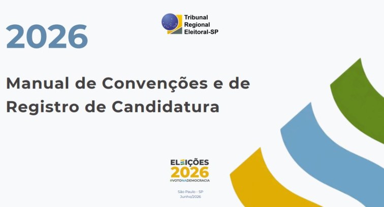 Imagem digital da capa do "Manual de Convenções e de Registro de Candidatura" para as Eleições d...