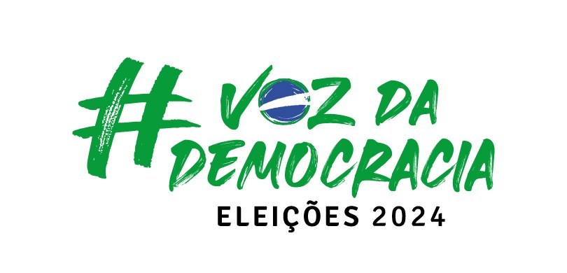 Relatório de Totalização das Eleições 2024 está disponível para consulta Banner com fundo branco, no qual se lê, em verde bandeira e letras estilizadas, “#Voz da Democra...