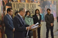 Na foto, o presidente do Tribunal Regional Eleitoral, des. Mário Devienne Ferraz, discursa duran...