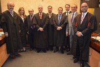 Na foto, da esq. p/ dir.: vice-presidente e corregedor regional eleitoral, des. Carlos Eduardo C...