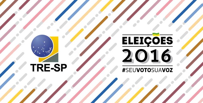 Marca das eleições 2016 com a #seuvotosuavoz e a marca do Tribunal Regional Eleitoral de São Pau...