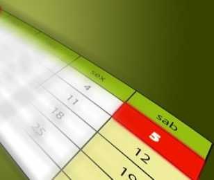 Calendário com destaque para o dia 5