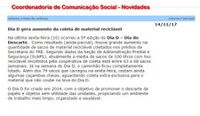 Imagem do texto escrito para a Intranet referente ao Dia D - Dia do Descarte