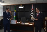 Des. Mário Devienne Ferraz, presidente do TRE-SP, discursa durante a posse do  juiz Marcelo Cout...