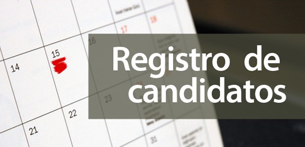 Imagem contendo calendário com marcação do dia 15, prazo final para o registro de candidatos e a...