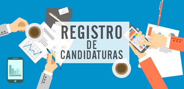 TRE-SP imagem registro de candidaturas Imagem em desenho contendo a frase "registro de candidaturas" com mãos preenchendo fichas