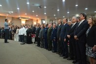 Autoridades presentes na solenidade comemorativa dos 80 anos do TJM-SP.