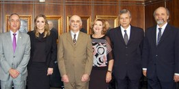 Da esq. p/ dir.: vice-presidente e corregedor, des. Devienne Ferraz; juíza Claudia Fanucchi; pre...