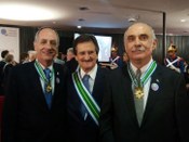 Da esq. p/ a dir.: presidente do TRE-SP, des. Mário Devienne Ferraz, ex-presidente do STF, min. ...