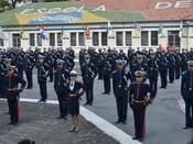 Estudantes do Curso de Formação de Oficiais da Academia de Polícia Militar do Barro Branco receb...