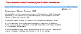 Publicação, no painel "novidades" da intranet do Tribunal, de informativo sobre Campanha do Dia ...