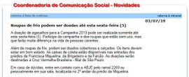 Publicação, no painel "novidades" da intranet do Tribunal, de informativo sobre  - 3/7/2019