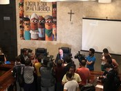 Des. Mário Devienne Ferraz, presidente doTRE-SP, fala com a imprensa após o lançamento da campan...