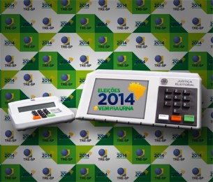 Urna eletrônica com a marca das Eleições 2014
Vem pra urna
#vempraurna